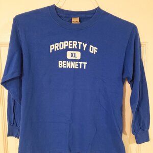 PROPERTY OF XL BENNETT LONG SLEEVE TSHIRT - YOUTH L (YL) - GILDAN ULTRA COTTON